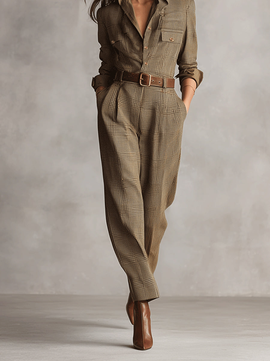 Soviqa® | Brown Overalls with Refined Details