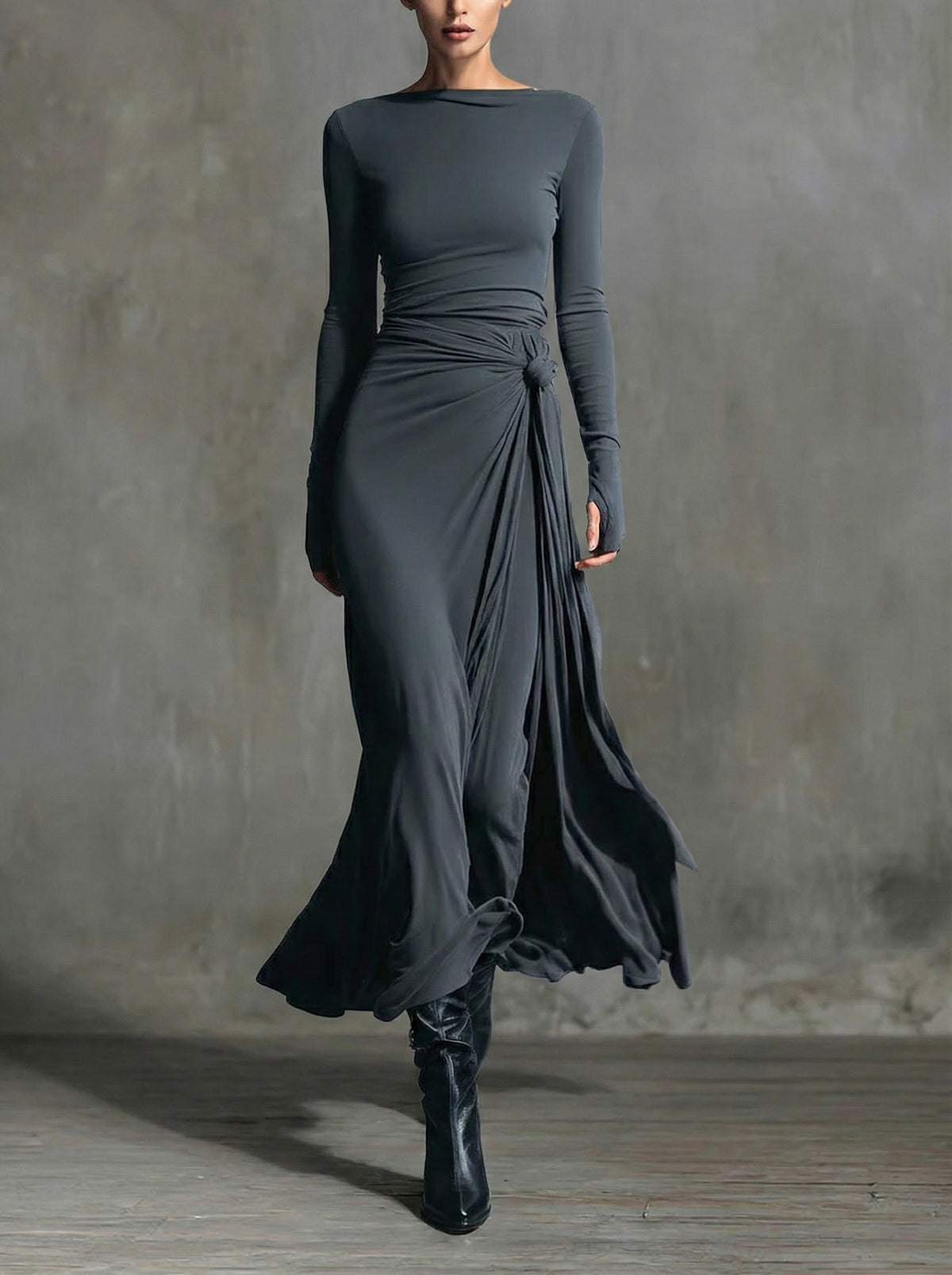 Soviqa® | Maxi dress with silk button