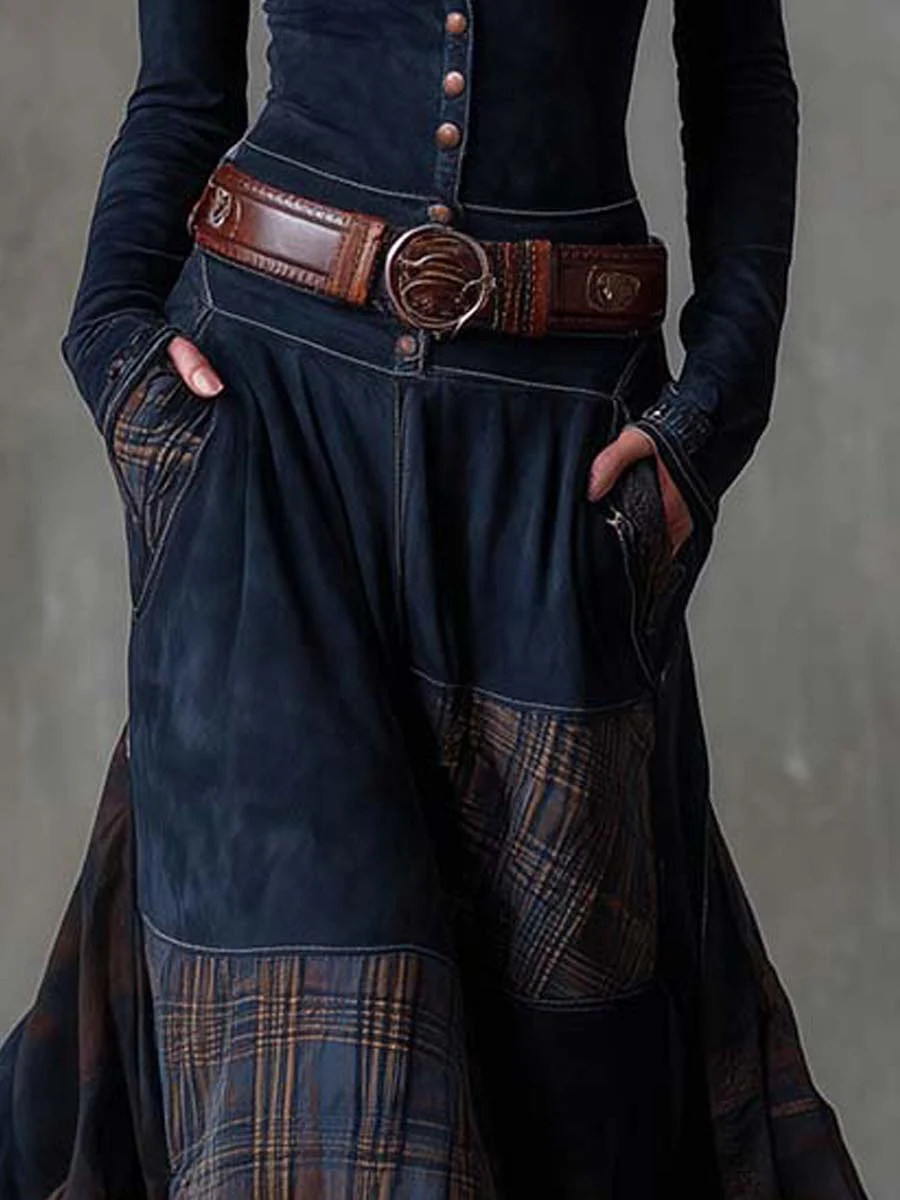 Soviqa® | Suede Maxi Dress with Belt