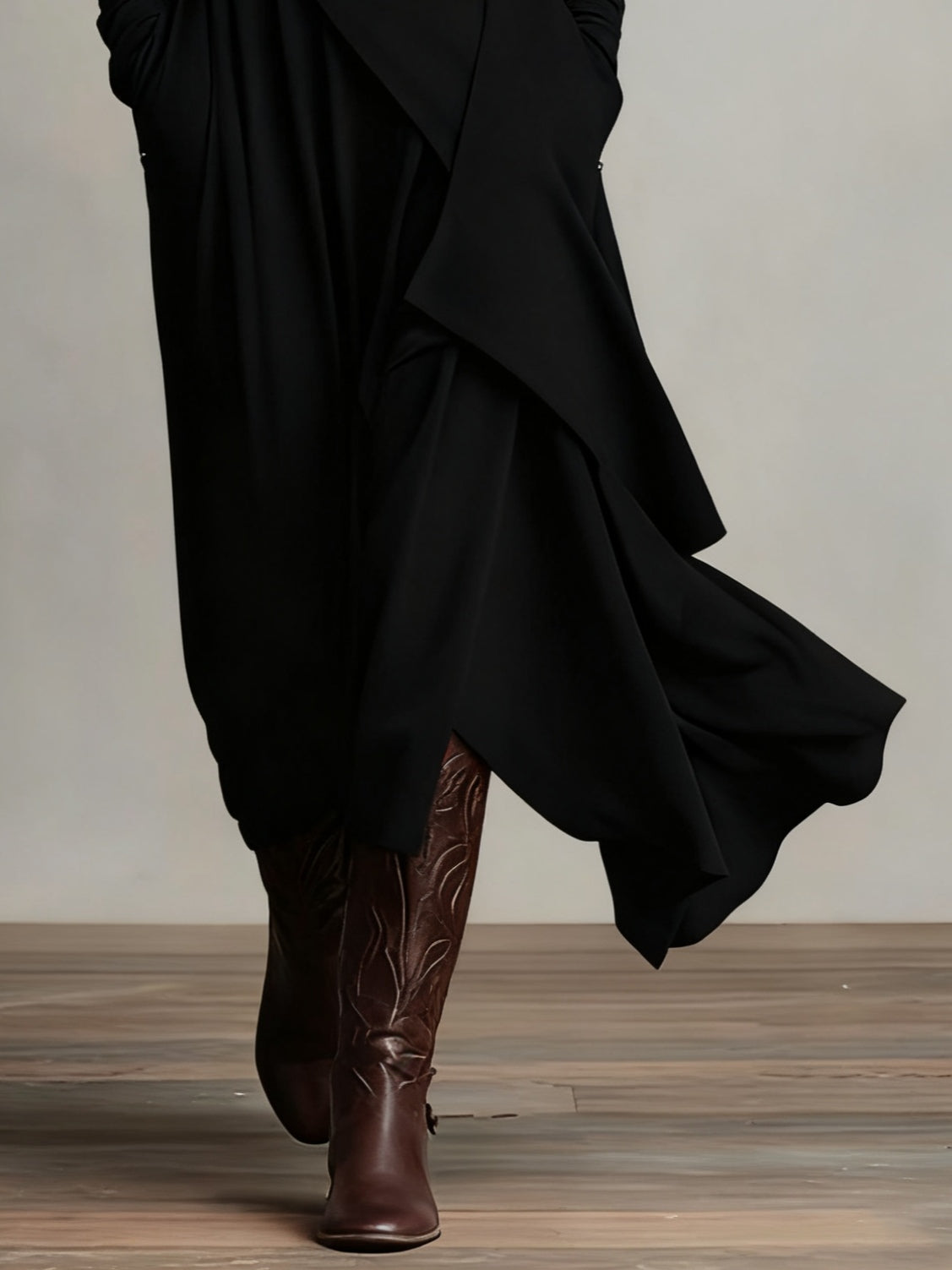 Soviqa® | Vintage Asymmetrical Turtle-neck Dress
