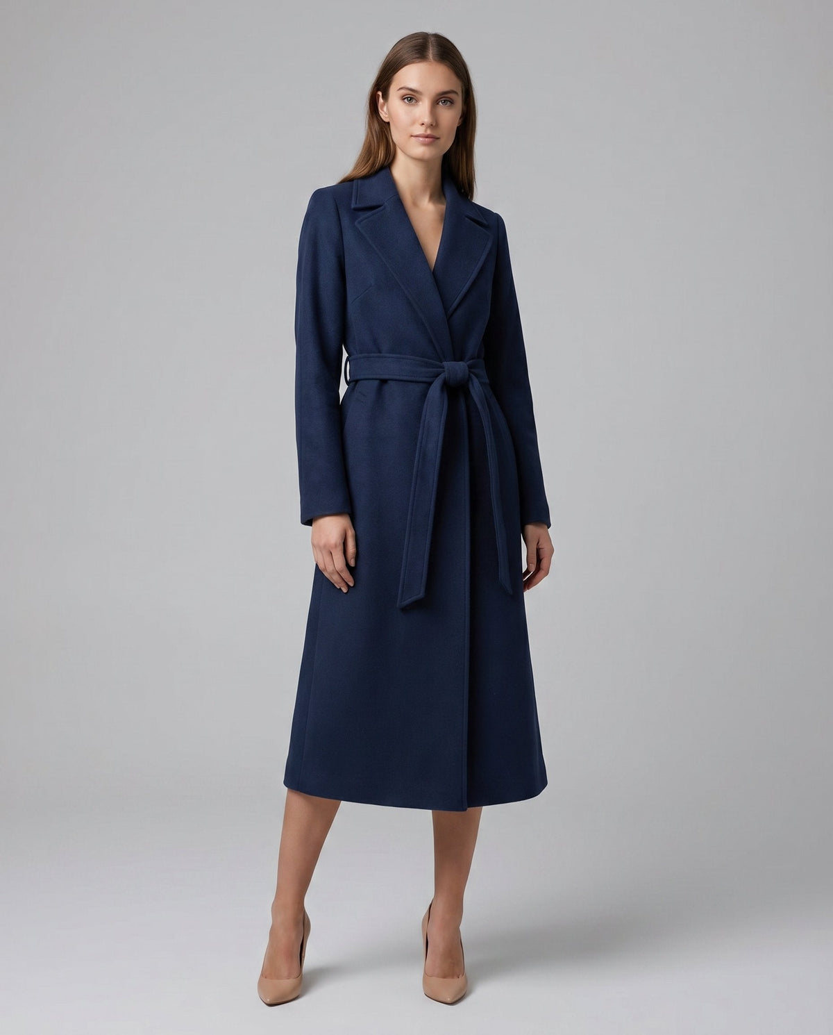 Soviqa® | Belted Long Lapel Coat