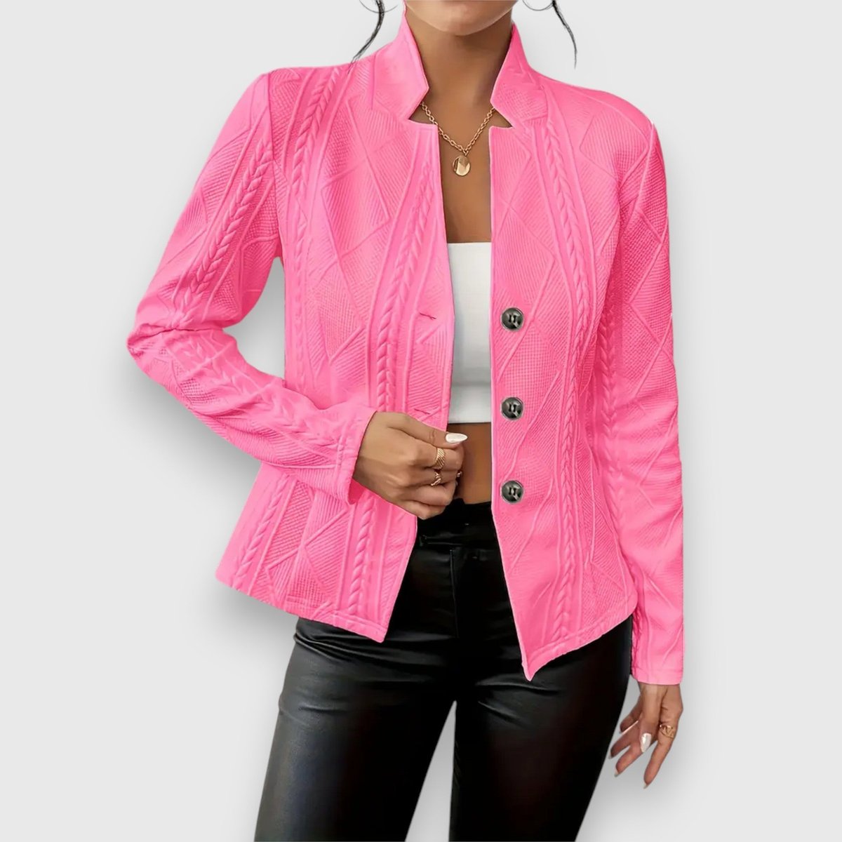 Soviqa® | Textured Button-Front Cardigan