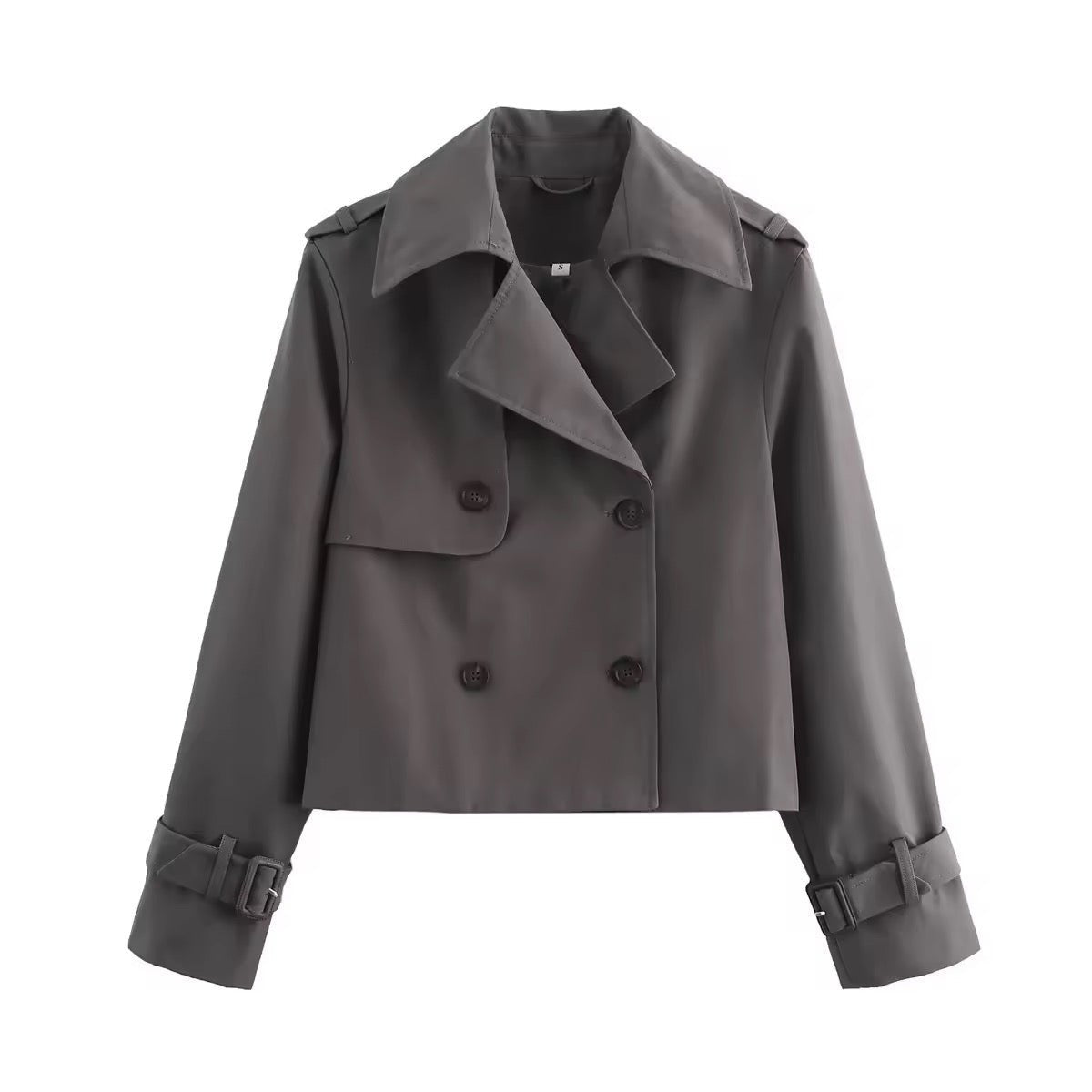 Soviqa® | Cropped Double-Breasted Trench Coat