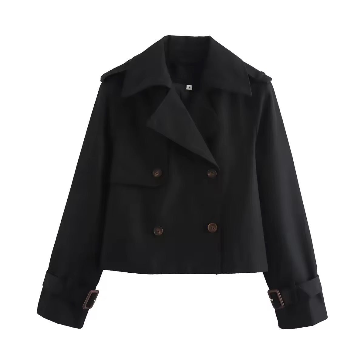 Soviqa® | Cropped Double-Breasted Trench Coat