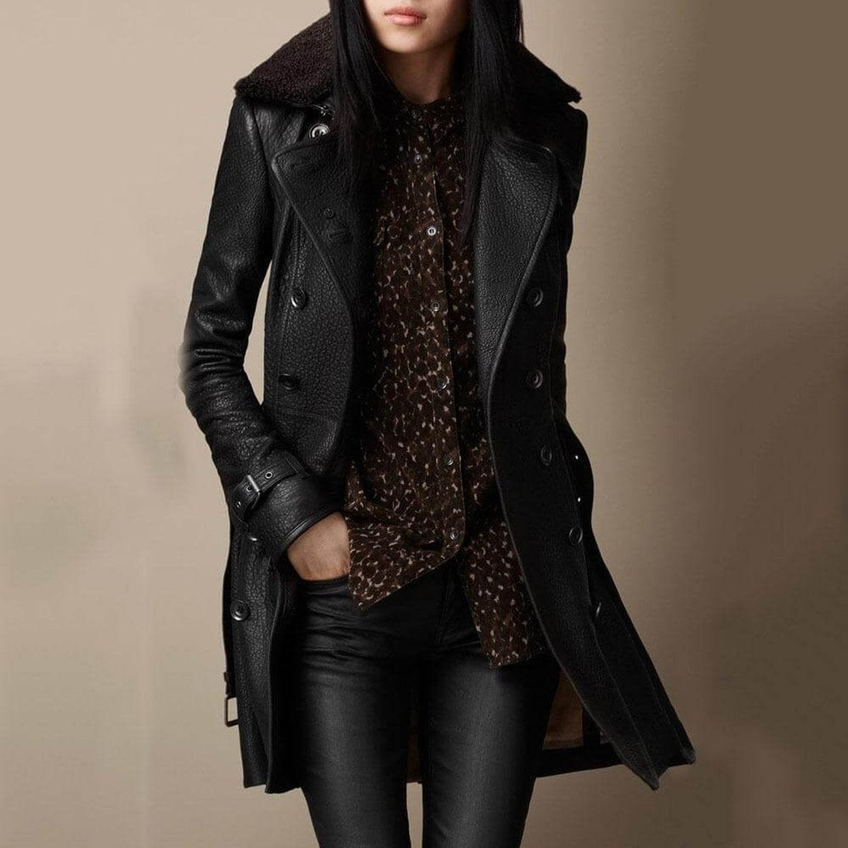 Soviqa® | Double-Breasted Structured Trench Coat