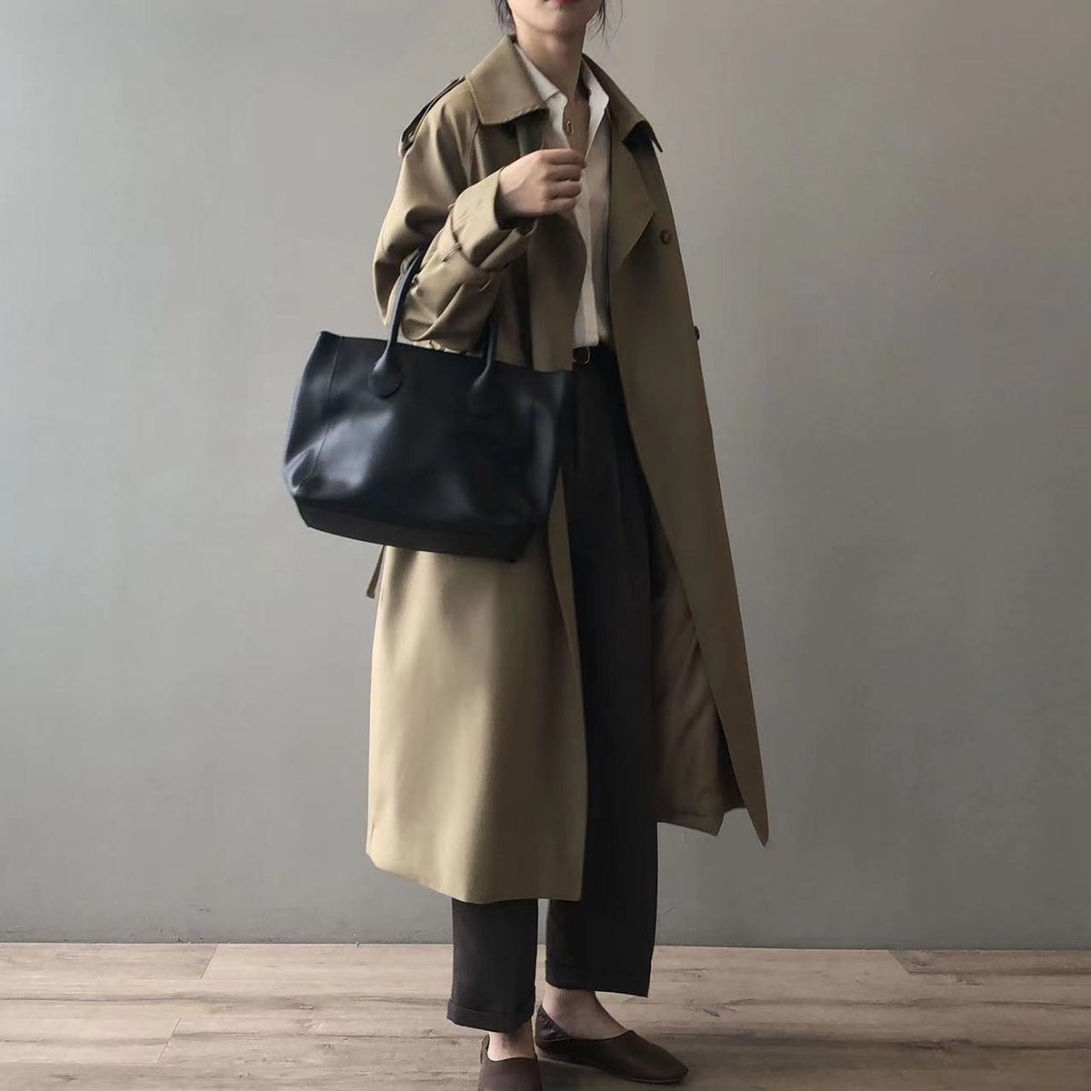 Soviqa® | Double-Breasted Belted Long Trench Coat