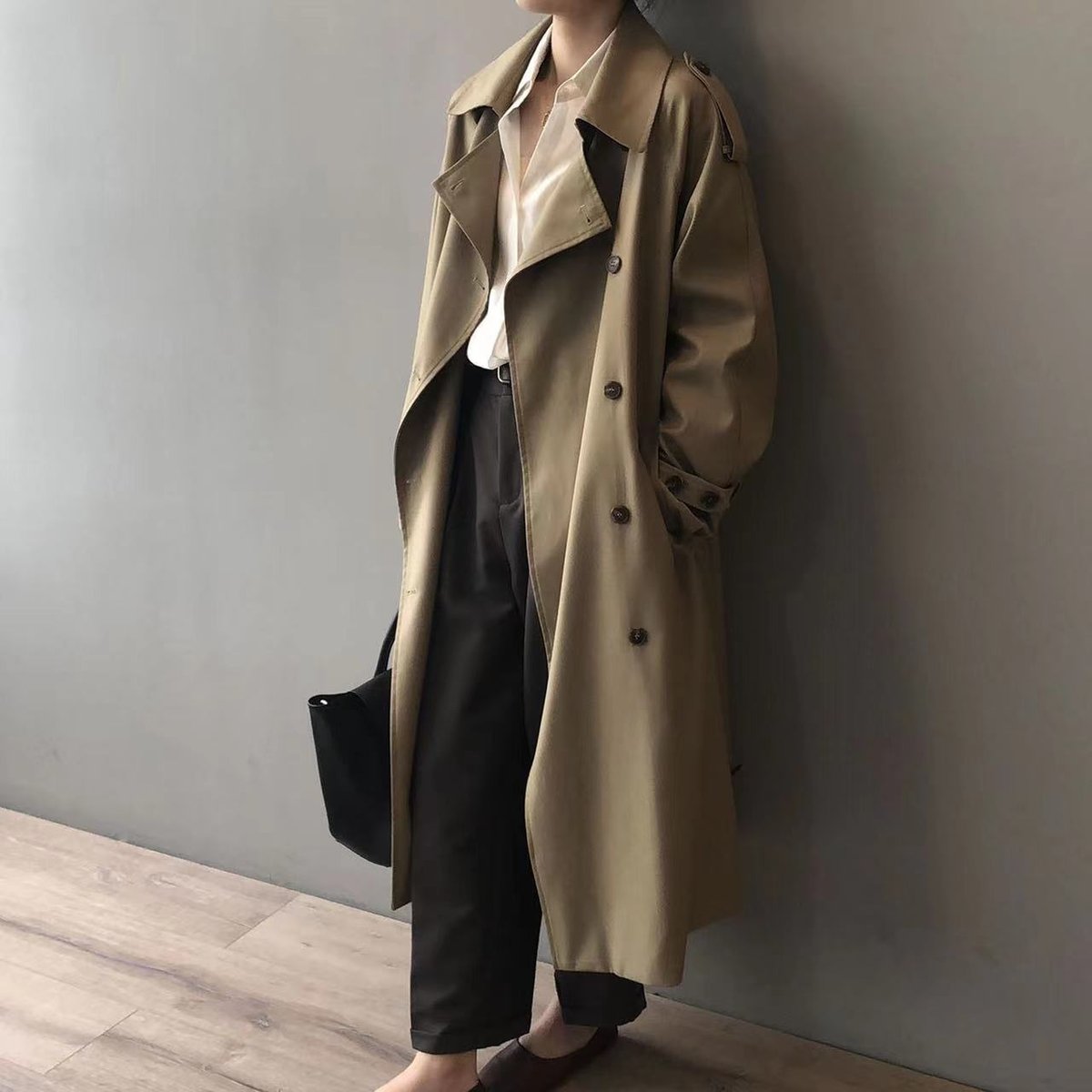 Soviqa® | Double-Breasted Belted Long Trench Coat
