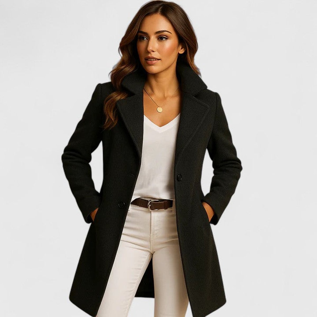 Soviqa® | Tailored Notch-Lapel Long Coat