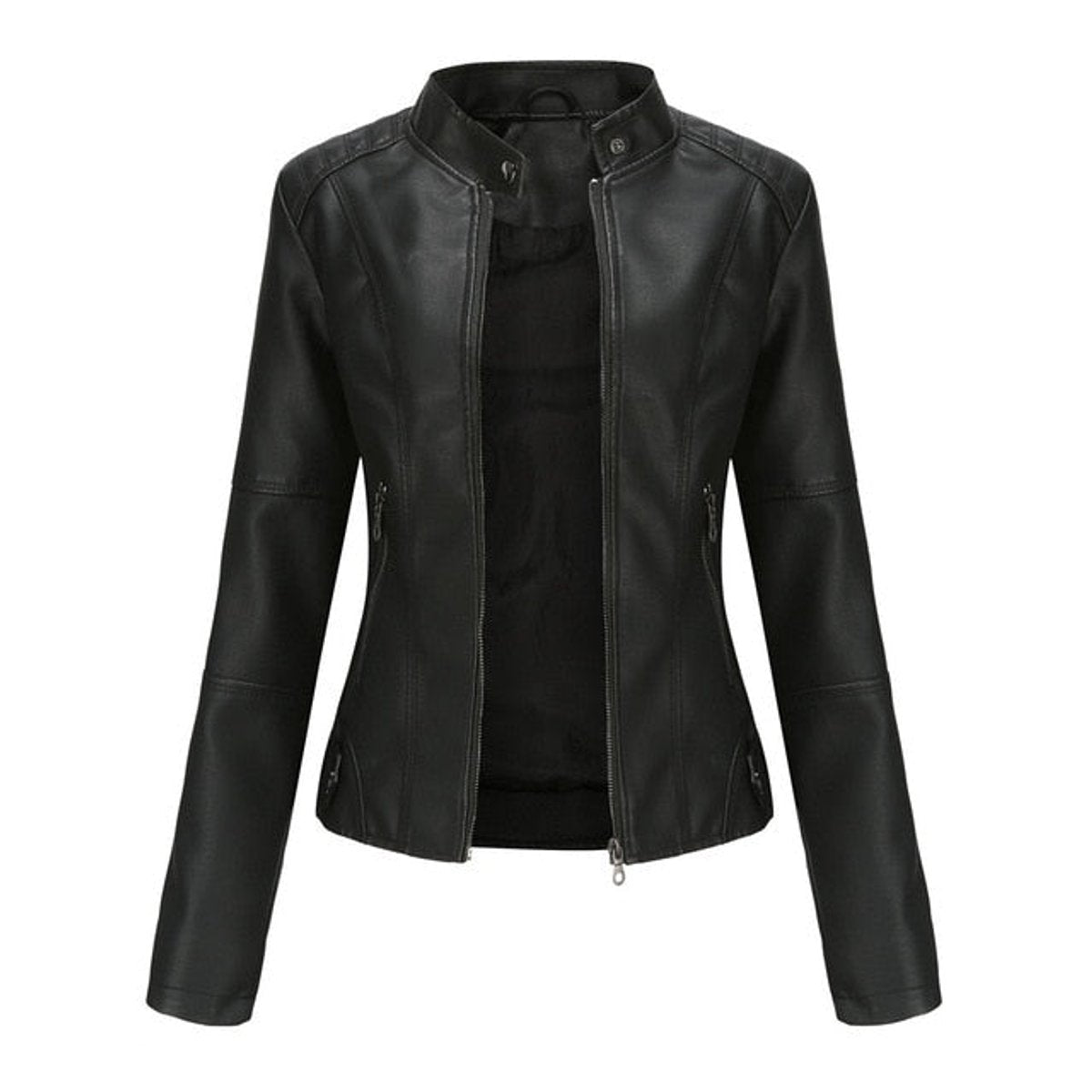 Soviqa® | Refined Stand-Collar Moto Jacket