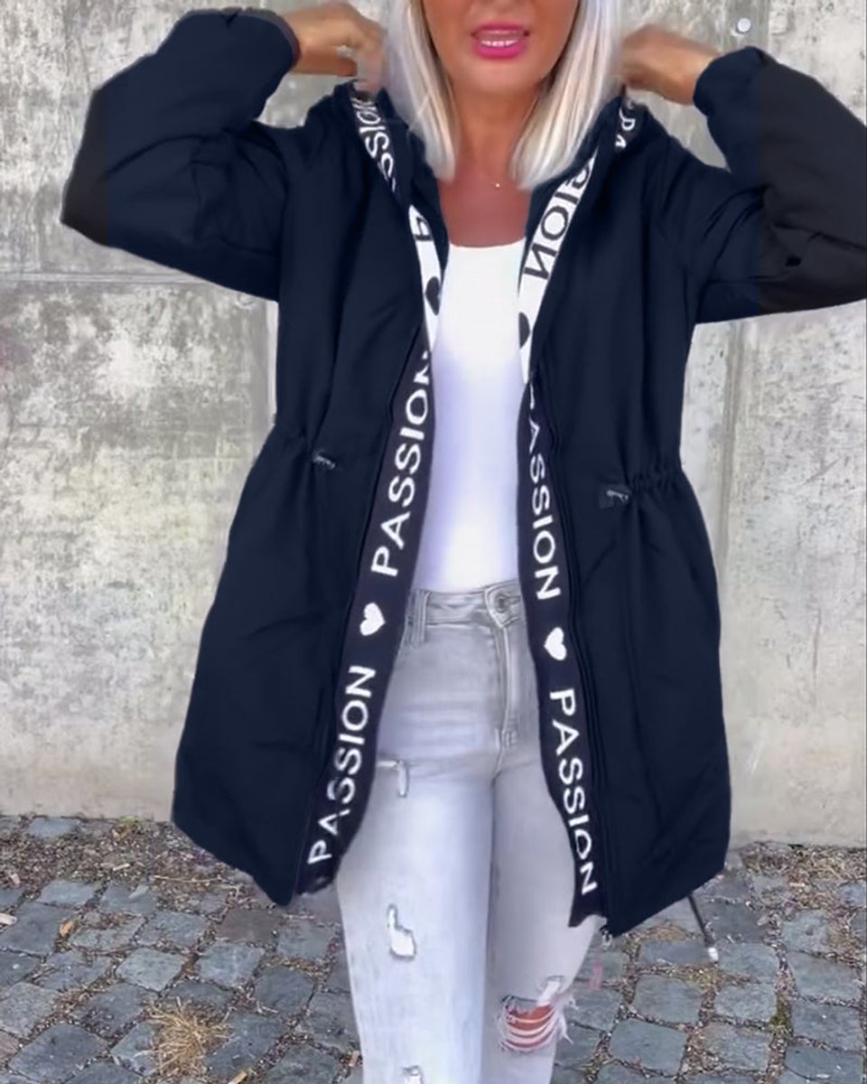 Soviqa® | Hooded Drawstring Midi Parka