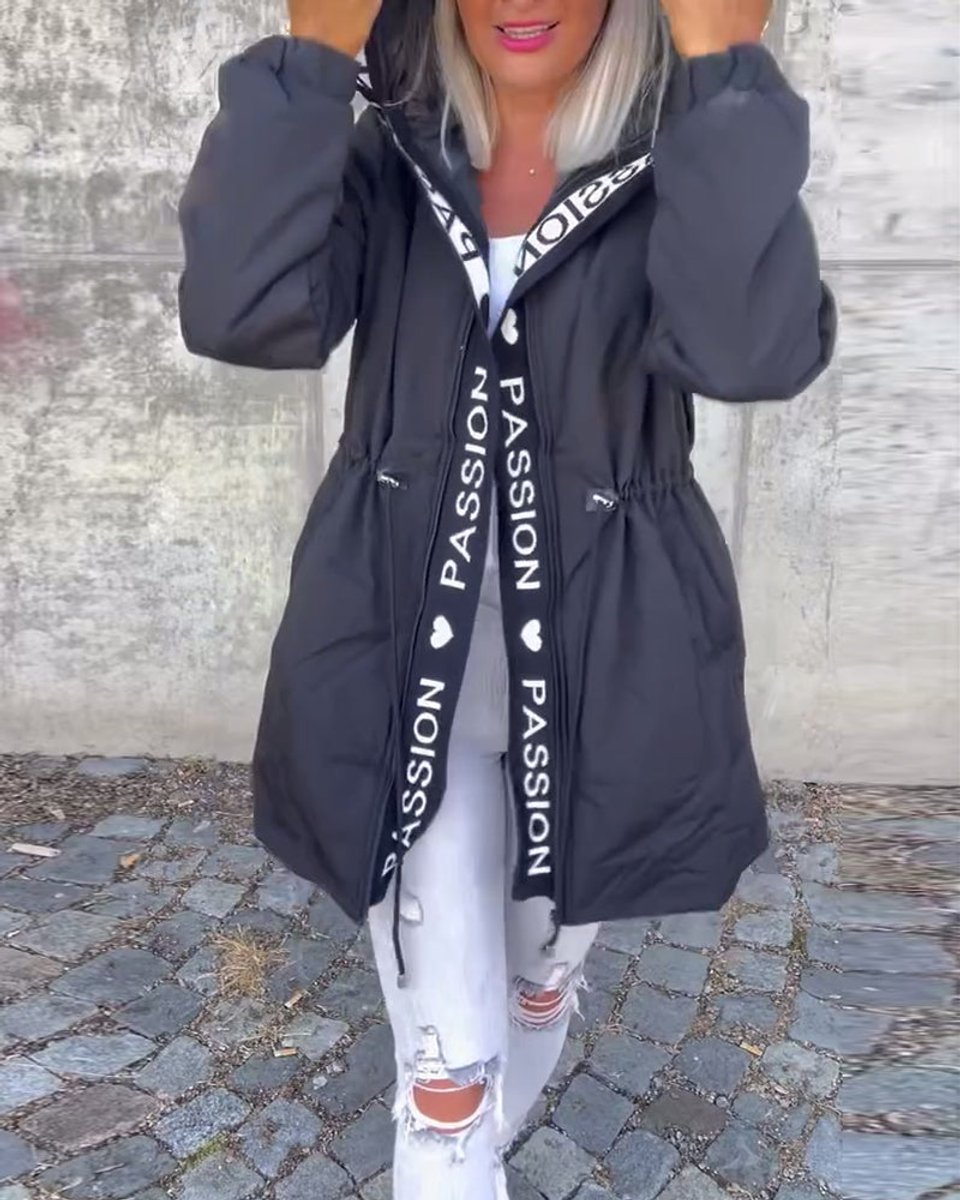 Soviqa® | Hooded Drawstring Midi Parka