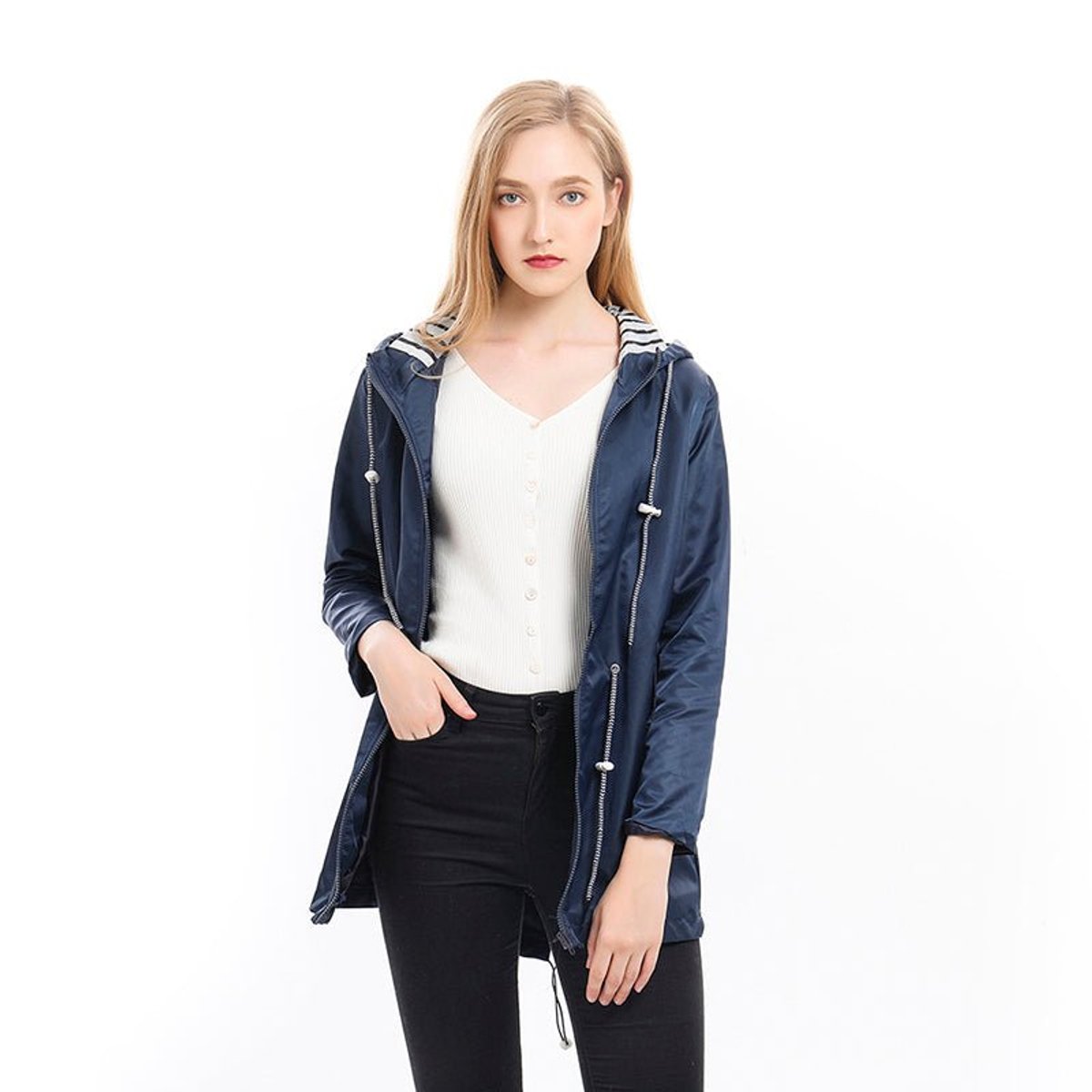 Soviqa® | Hooded Drawstring Rain Coat