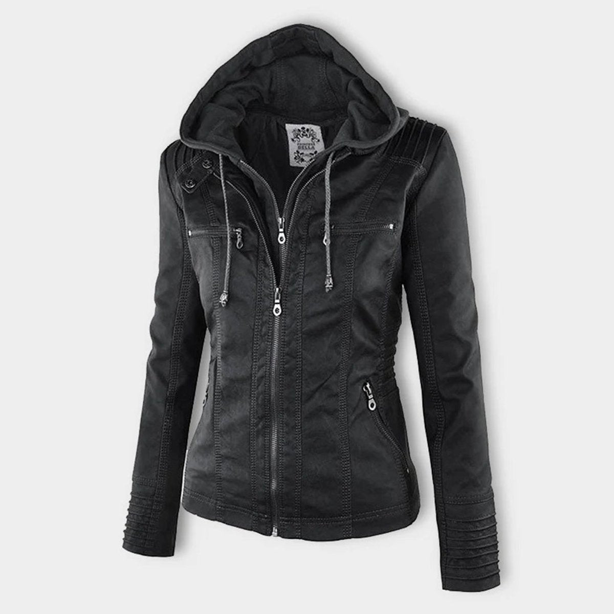 Soviqa® | Hooded Moto Jacket with Removable Hood