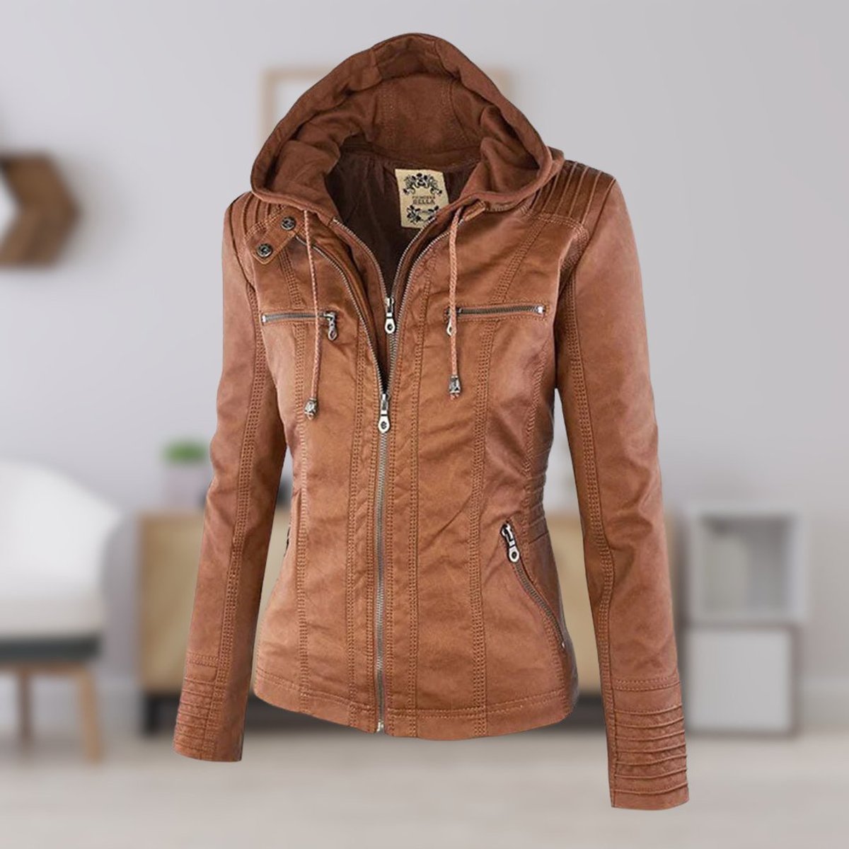 Soviqa® | Hooded Moto Jacket with Removable Hood