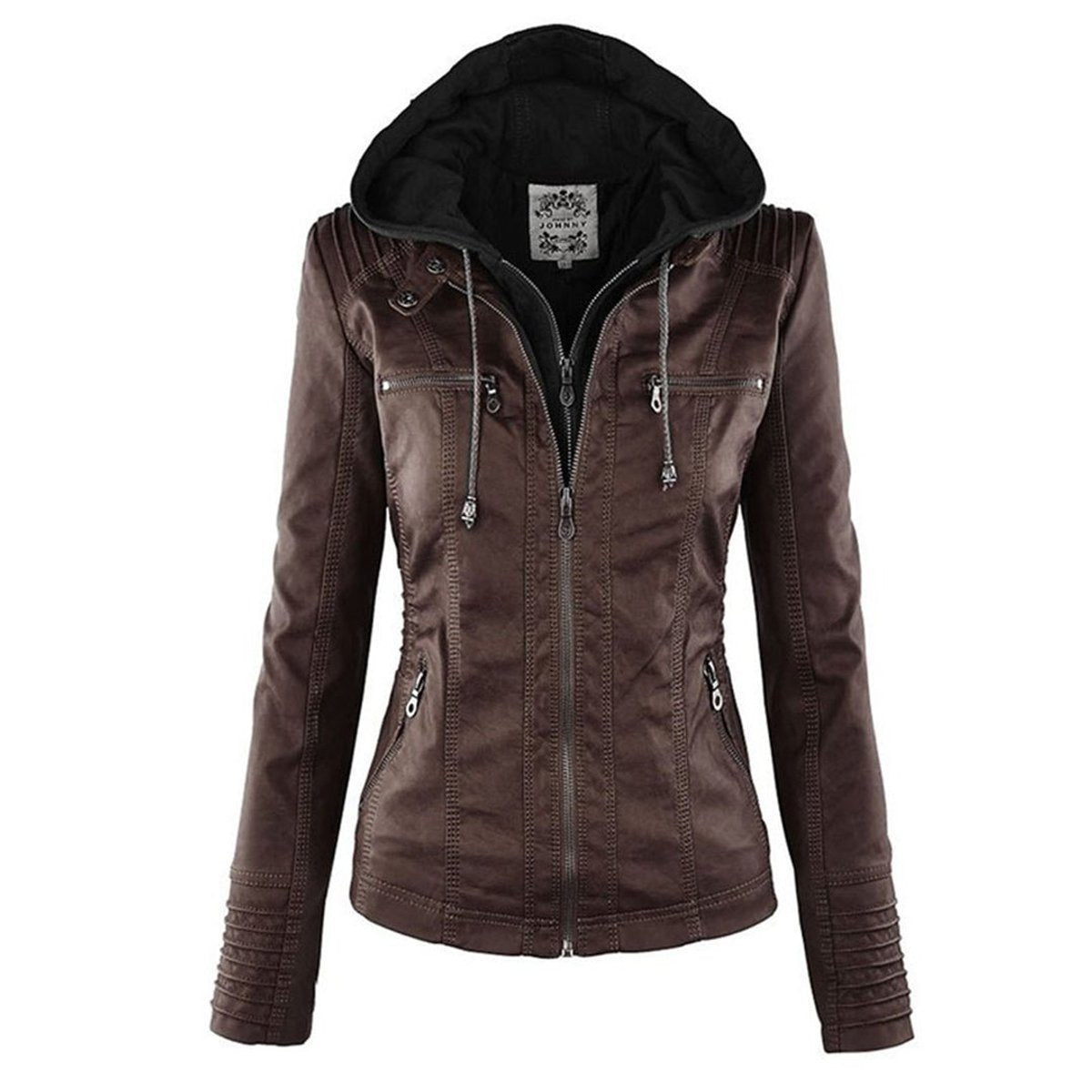 Soviqa® | Hooded Moto Jacket with Removable Hood