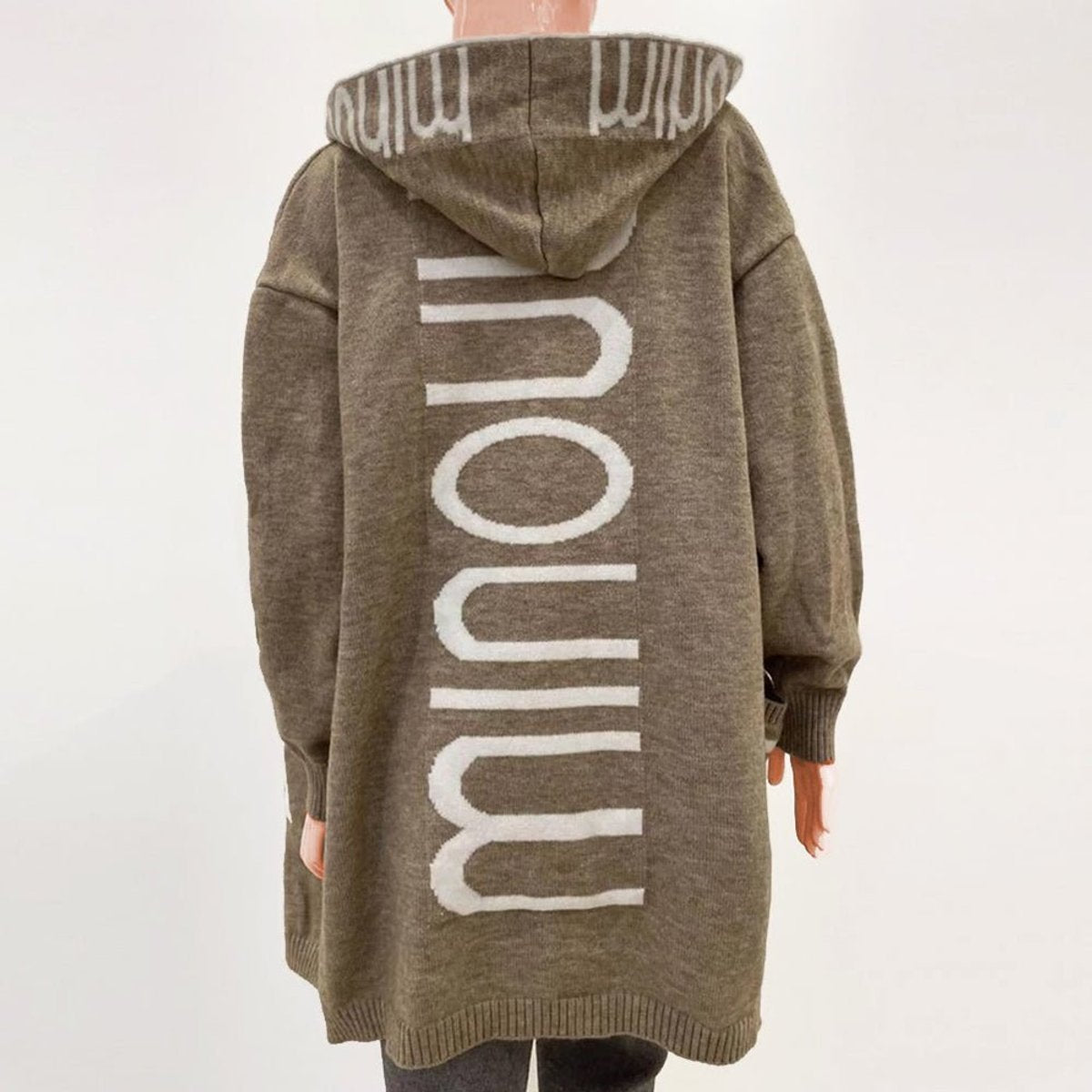Soviqa® | Hooded Open-Front Knit Cardigan