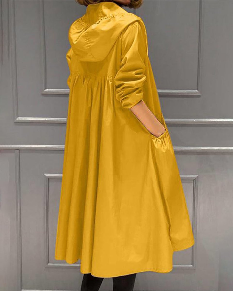 Soviqa® | Hooded Zip-Up Long Trench Coat