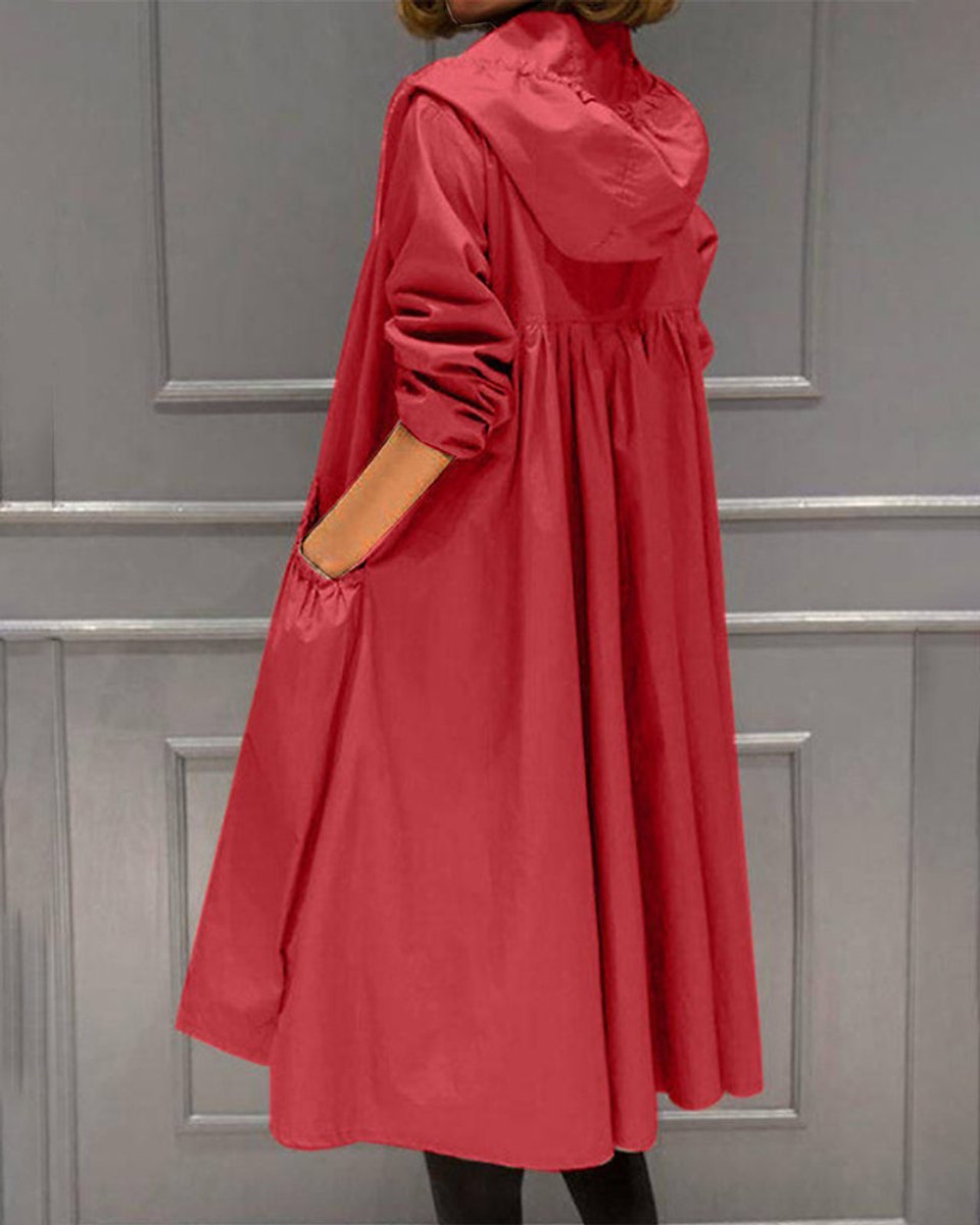 Soviqa® | Hooded Zip-Up Long Trench Coat