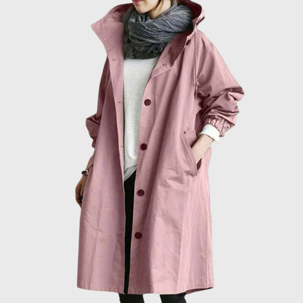Soviqa® | Hooded Relaxed-Fit Long Trench Coat