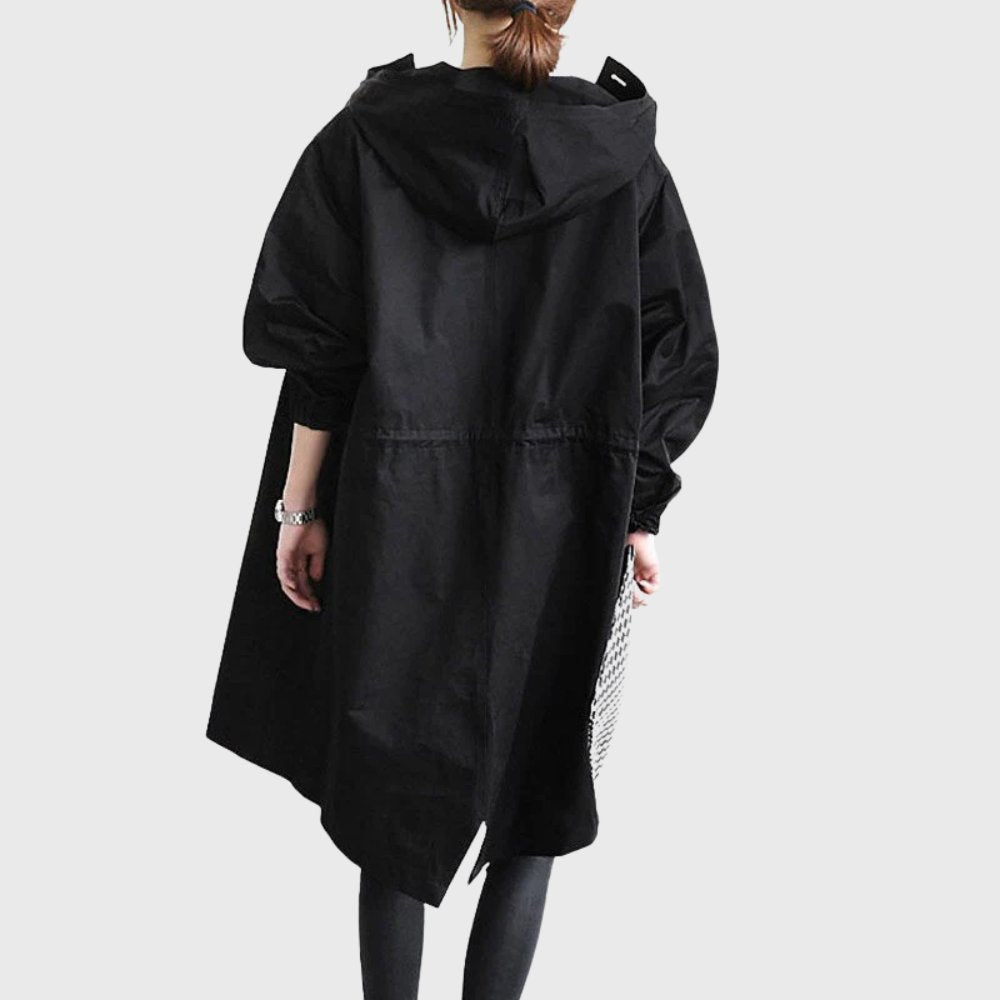 Soviqa® | Hooded Relaxed-Fit Long Trench Coat