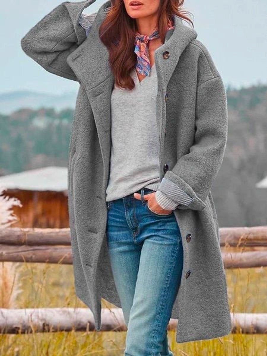 Soviqa® | Longline Hooded Button-Front Coat