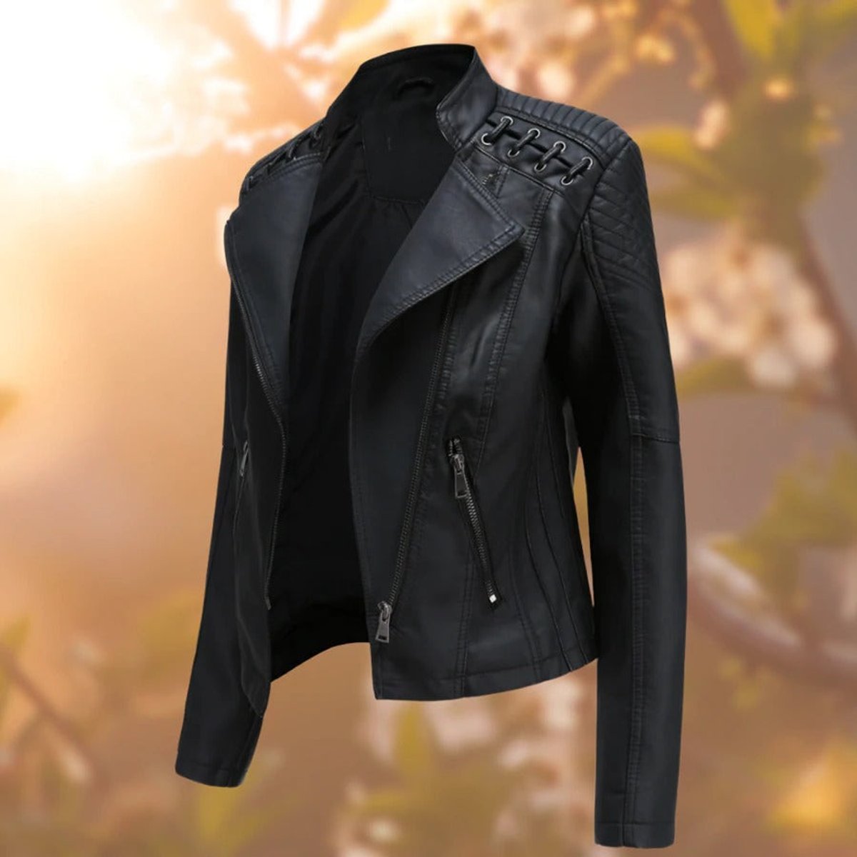 Soviqa® | Moto-Style Zip-Up Jacket