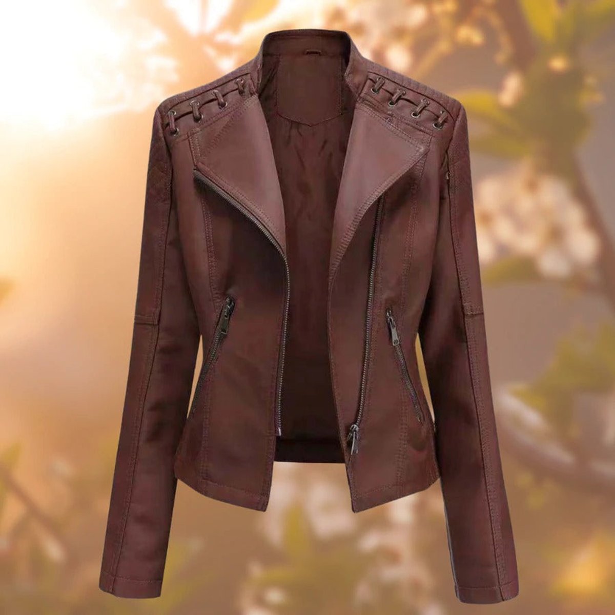 Soviqa® | Moto-Style Zip-Up Jacket