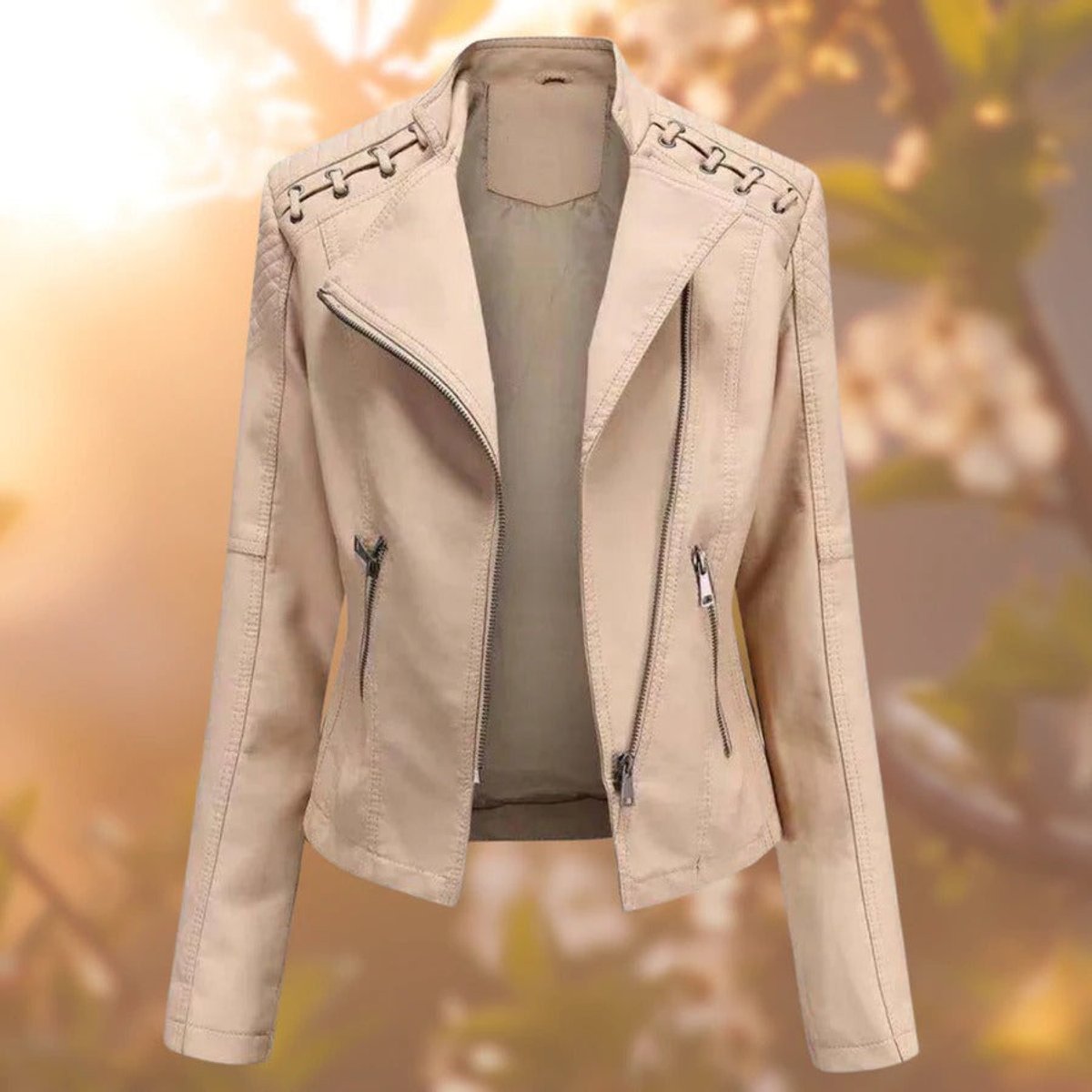 Soviqa® | Moto-Style Zip-Up Jacket