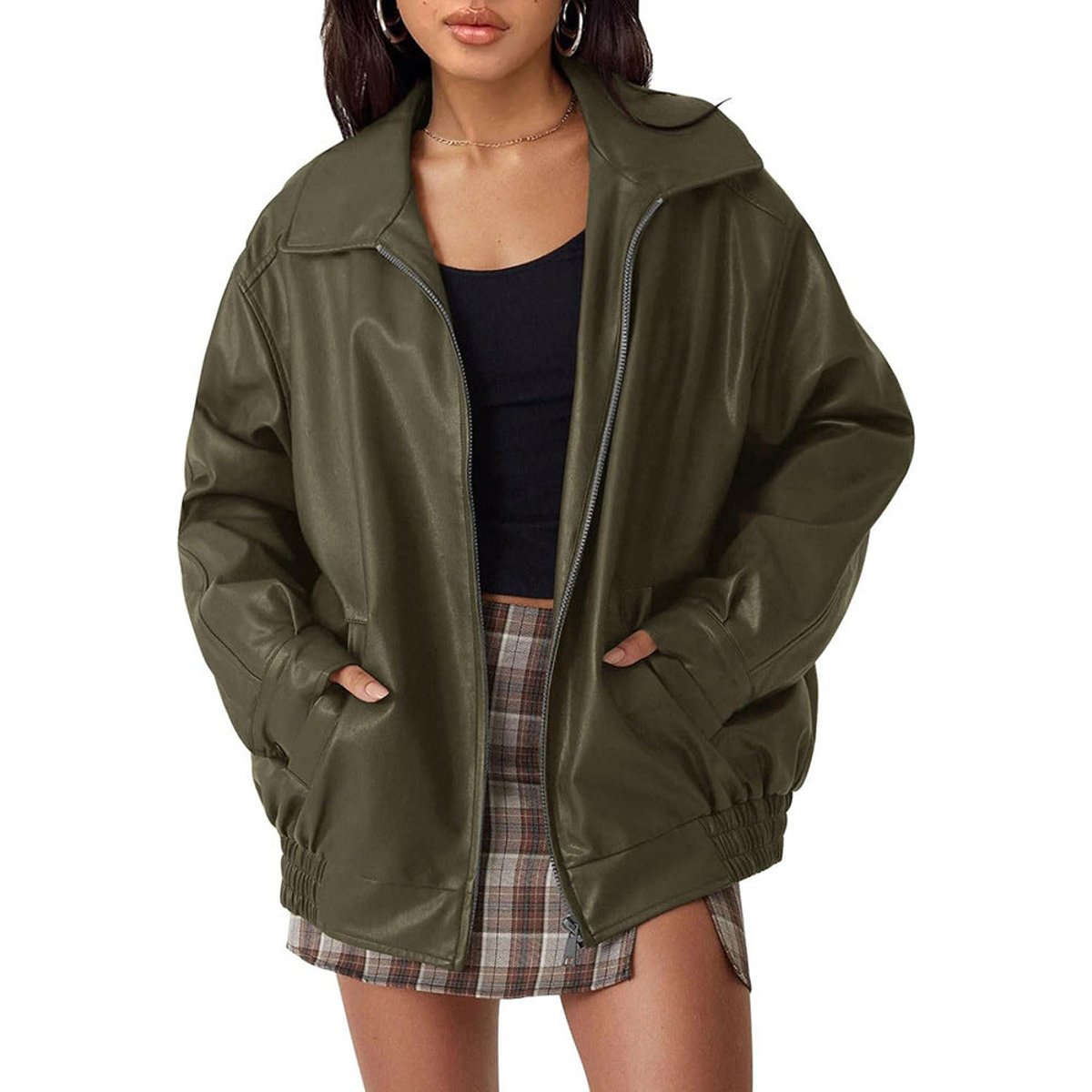 Soviqa® | Relaxed Zip-Up Bomber Jacket