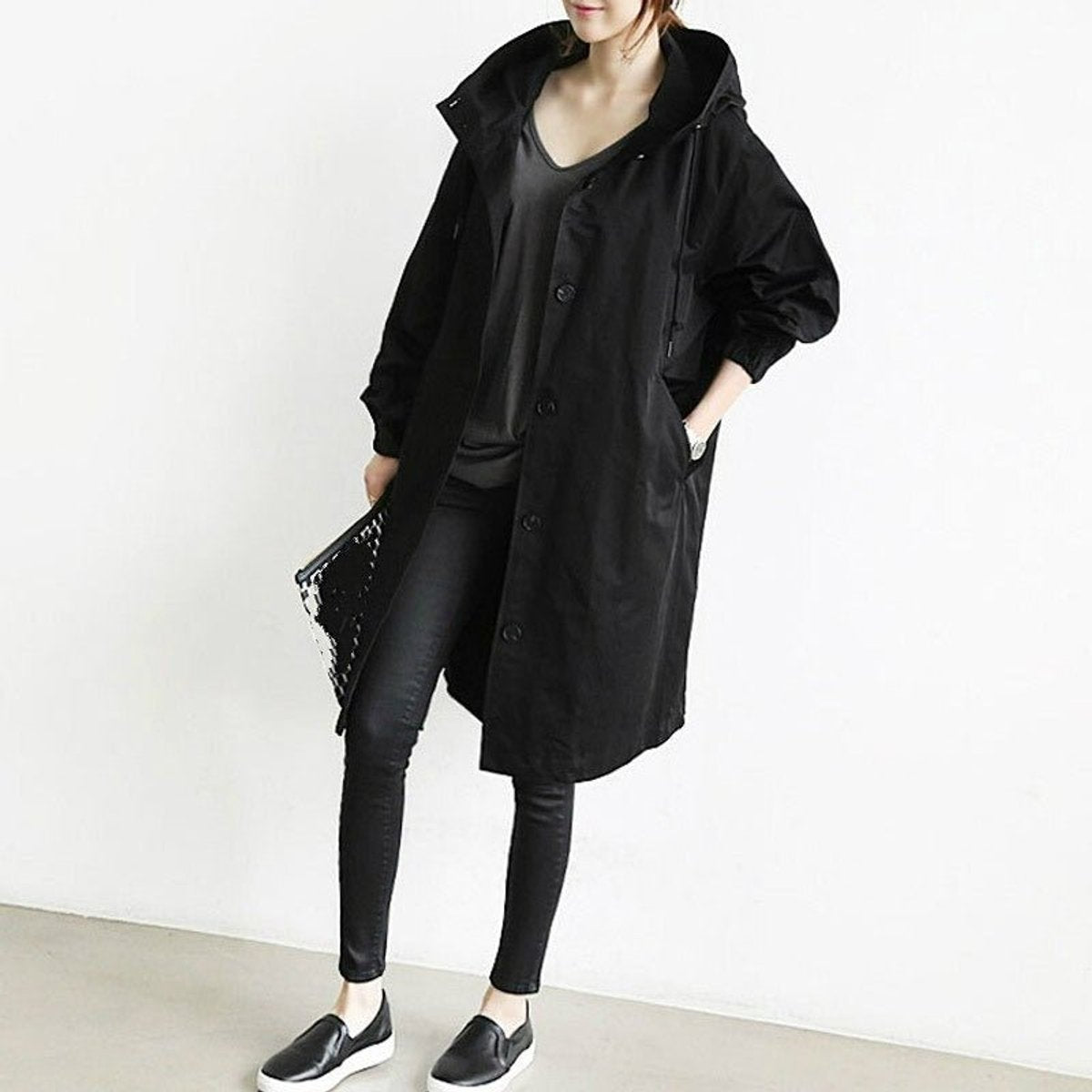 Soviqa® | Oversized Hooded Button-Front Coat
