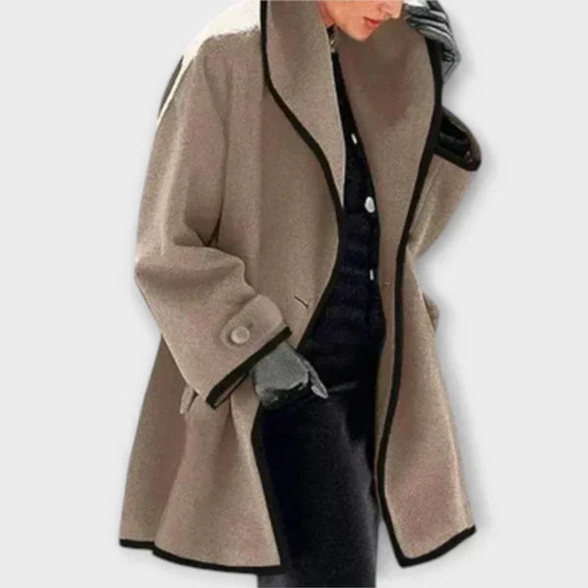 Soviqa® | Oversized Contrast-Trim Coat