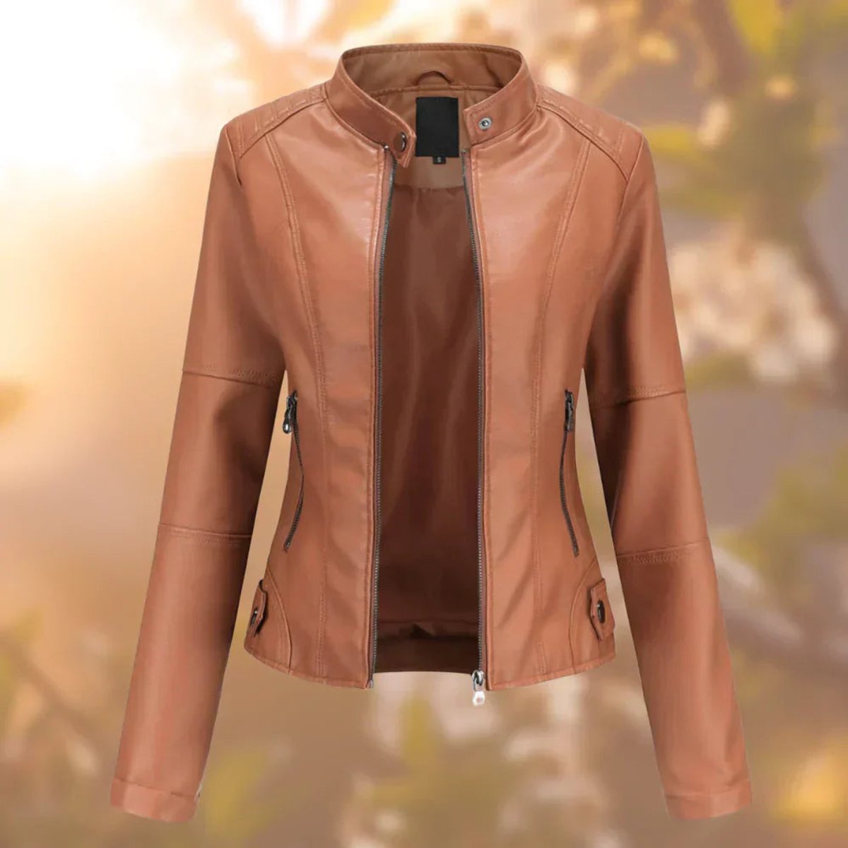 Soviqa® | Women's Slim-Fit Zip-Up Moto Jacket