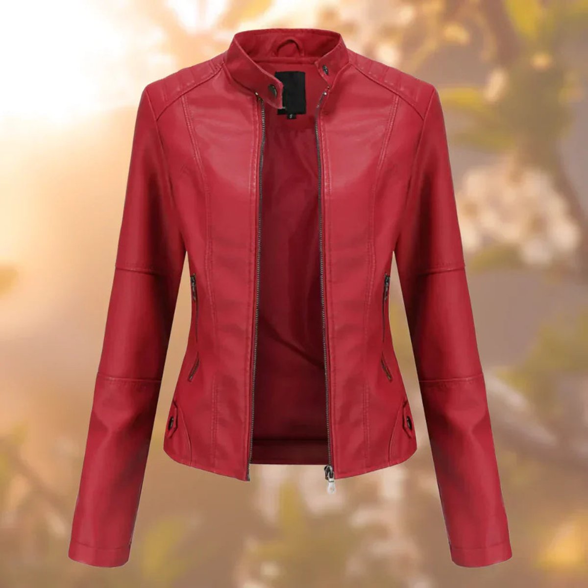 Soviqa® | Women's Slim-Fit Zip-Up Moto Jacket