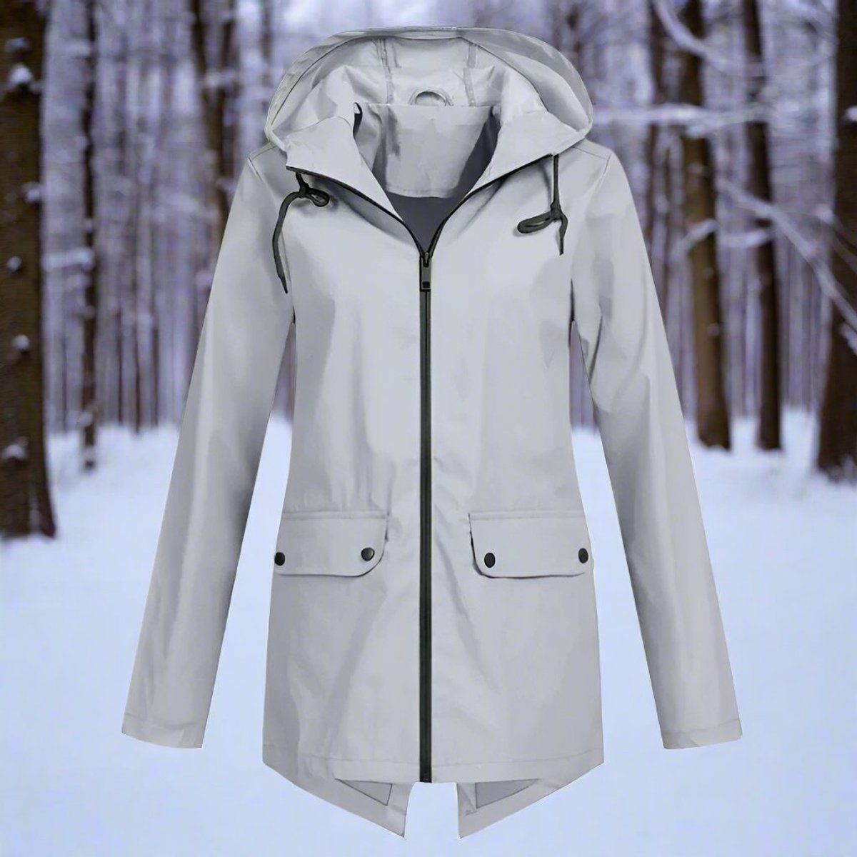 Soviqa® | Hooded Waterproof Longline Rain Jacket