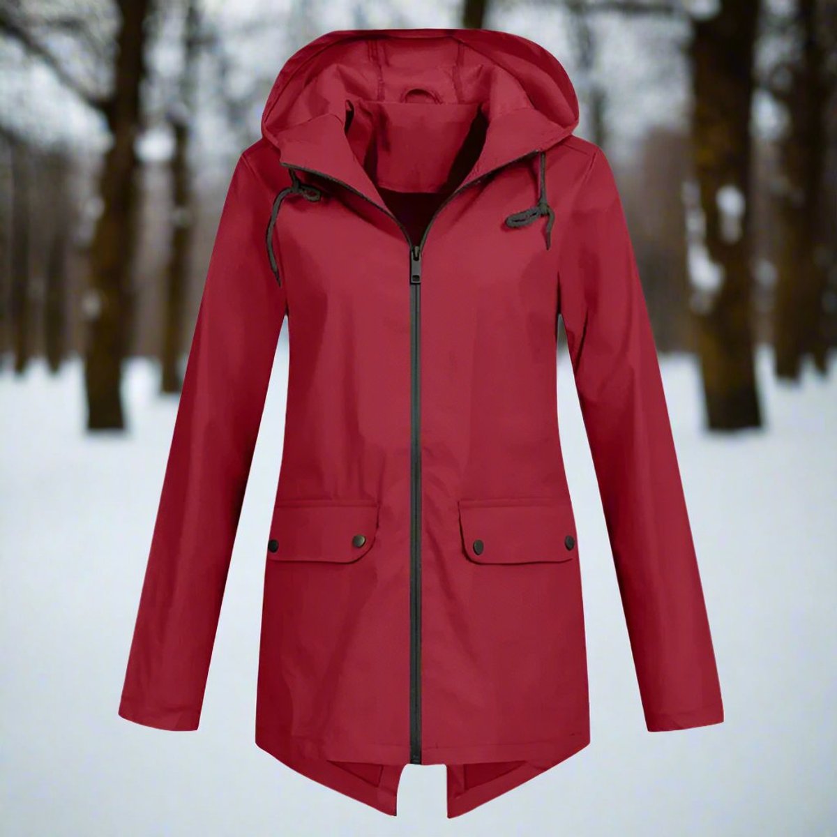 Soviqa® | Hooded Waterproof Longline Rain Jacket
