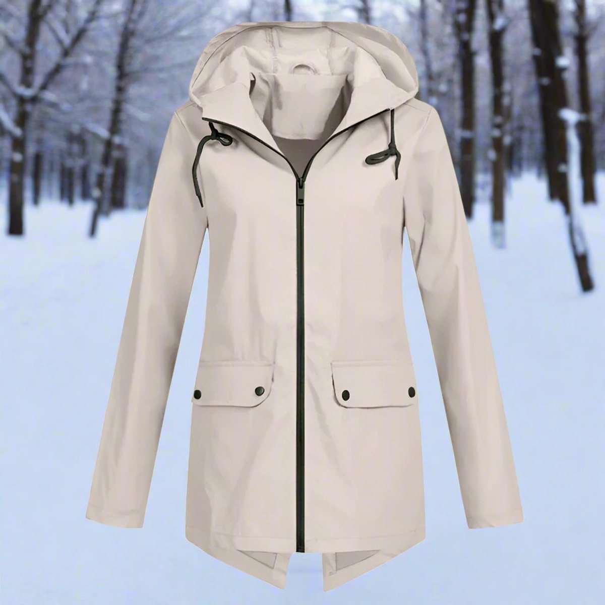 Soviqa® | Hooded Waterproof Longline Rain Jacket