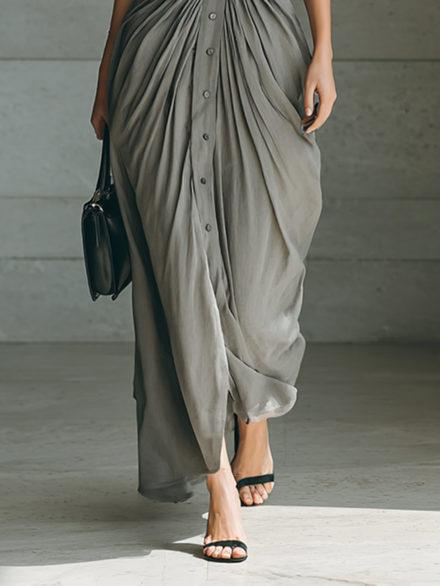 Soviqa® | Long Pleated Dress
