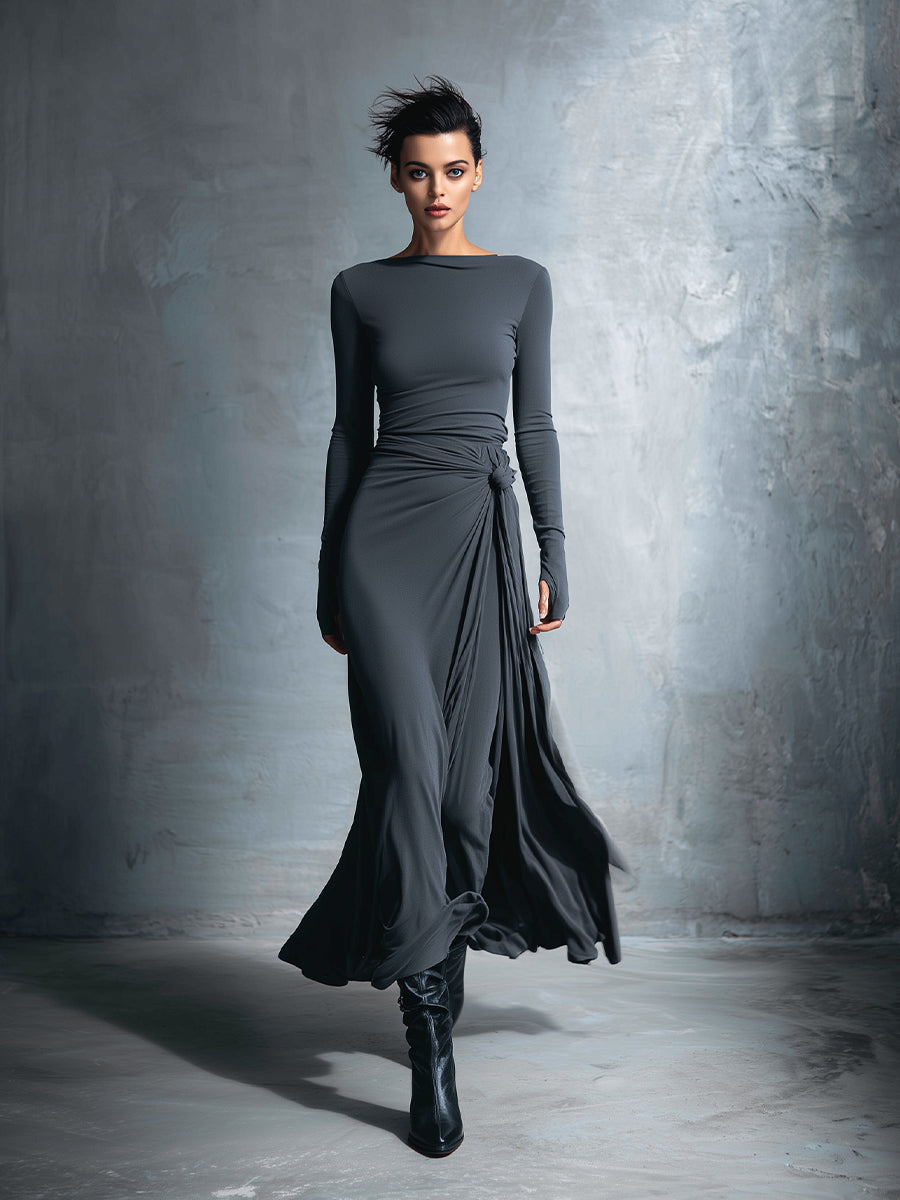 Soviqa® | Maxi dress with silk button