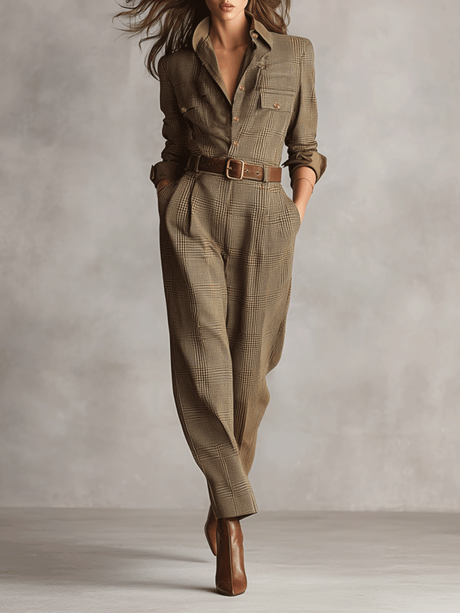 Soviqa® | Brown Overalls with Refined Details