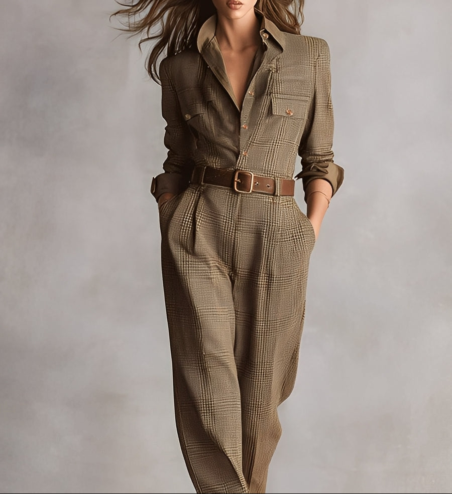Soviqa® | Brown Overalls with Refined Details