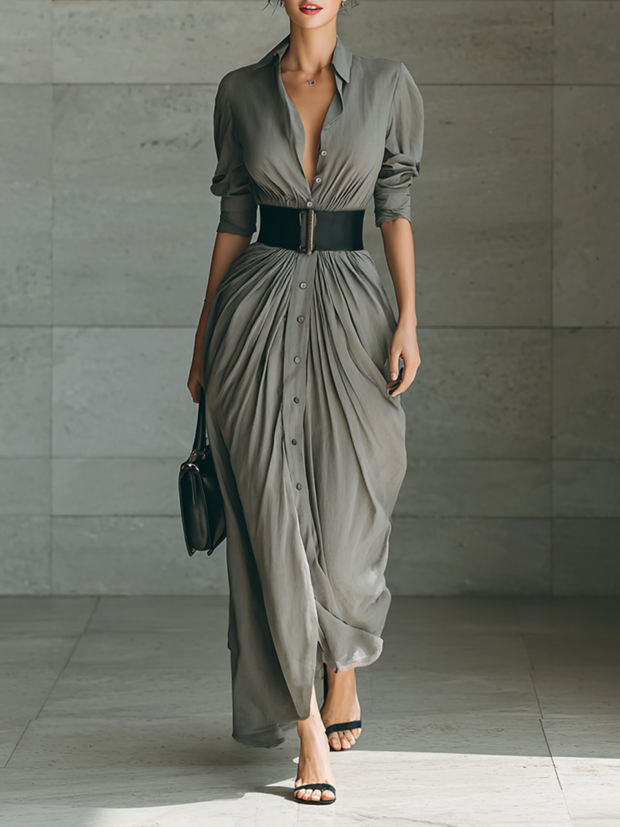 Soviqa® | Long Pleated Dress