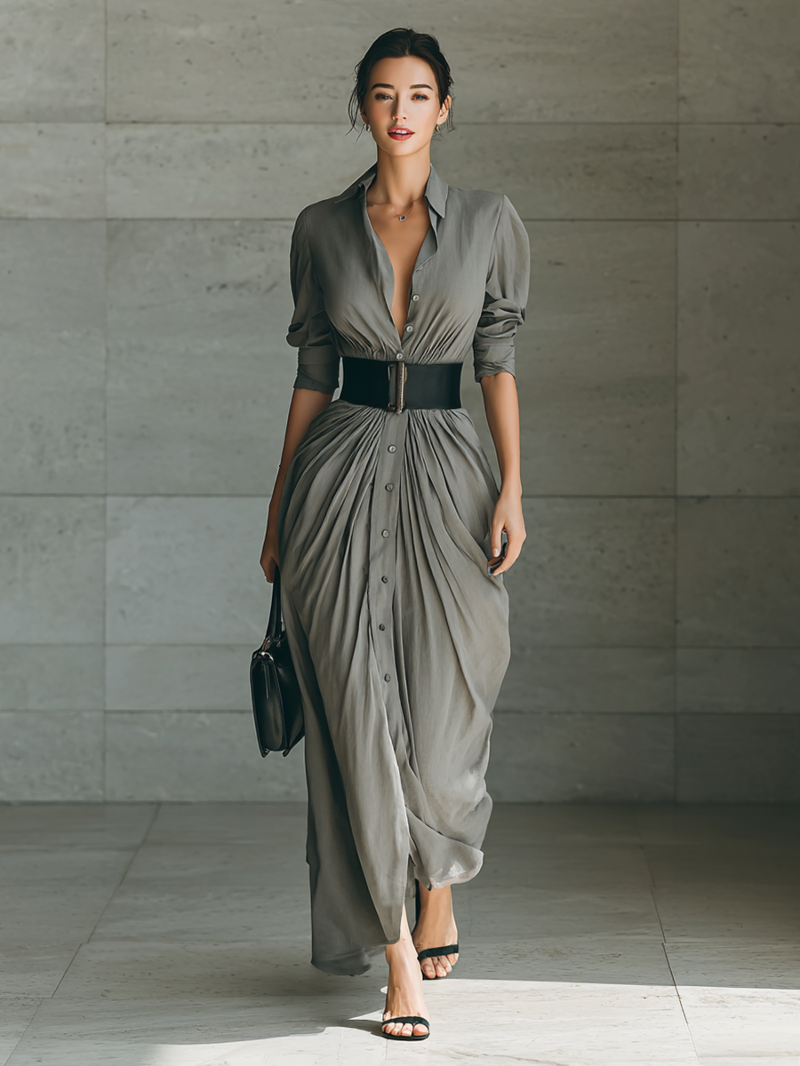 Soviqa® | Long Pleated Dress