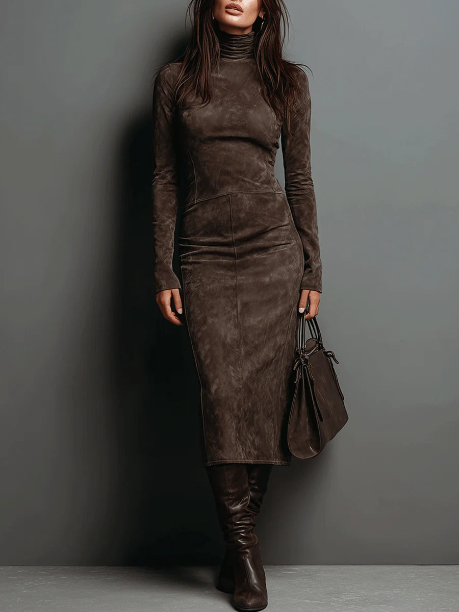Soviqa® | Midi Long Brown Dress