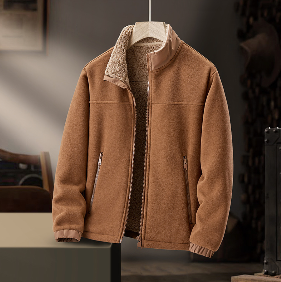 Soviqa® | Plush-Collar Zip Jacket
