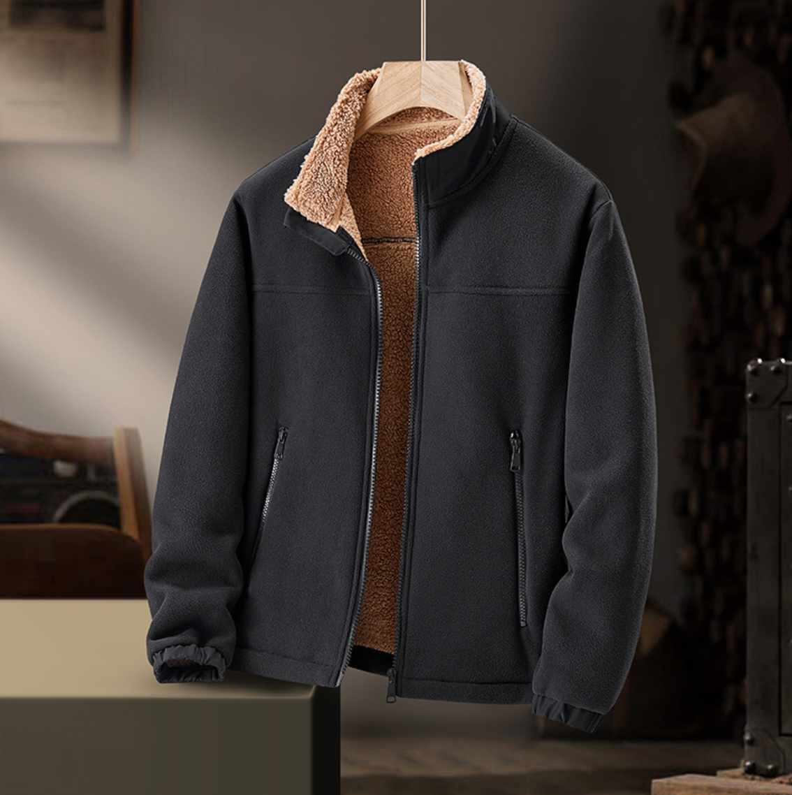 Soviqa® | Plush-Collar Zip Jacket