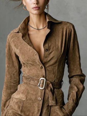 Soviqa® | Midi Suede Dress