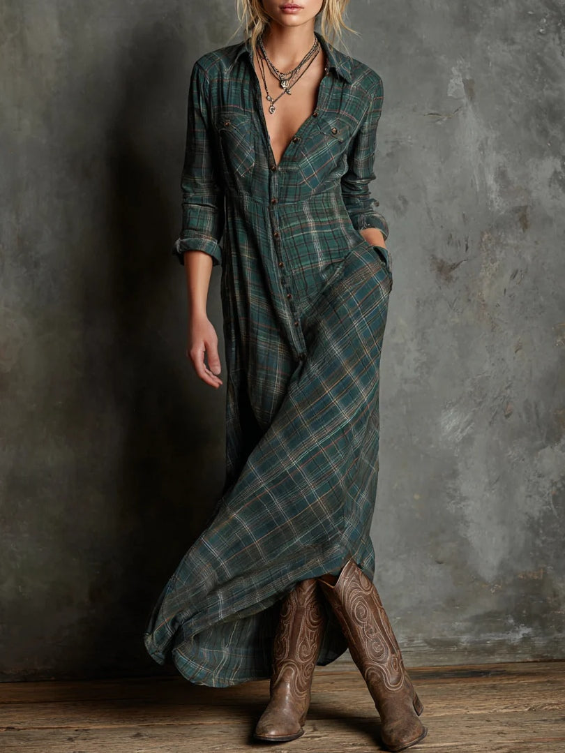 Soviqa® | Long Checked Dress