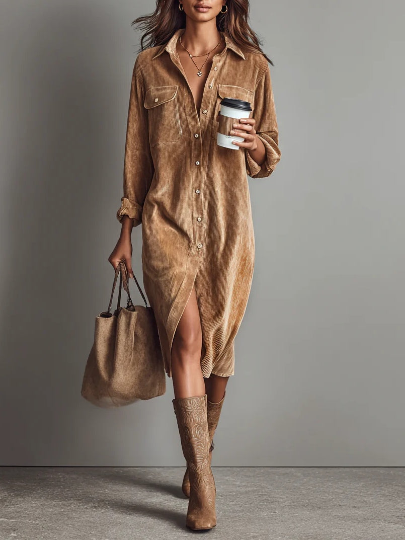Soviqa® | Corduroy midi dress