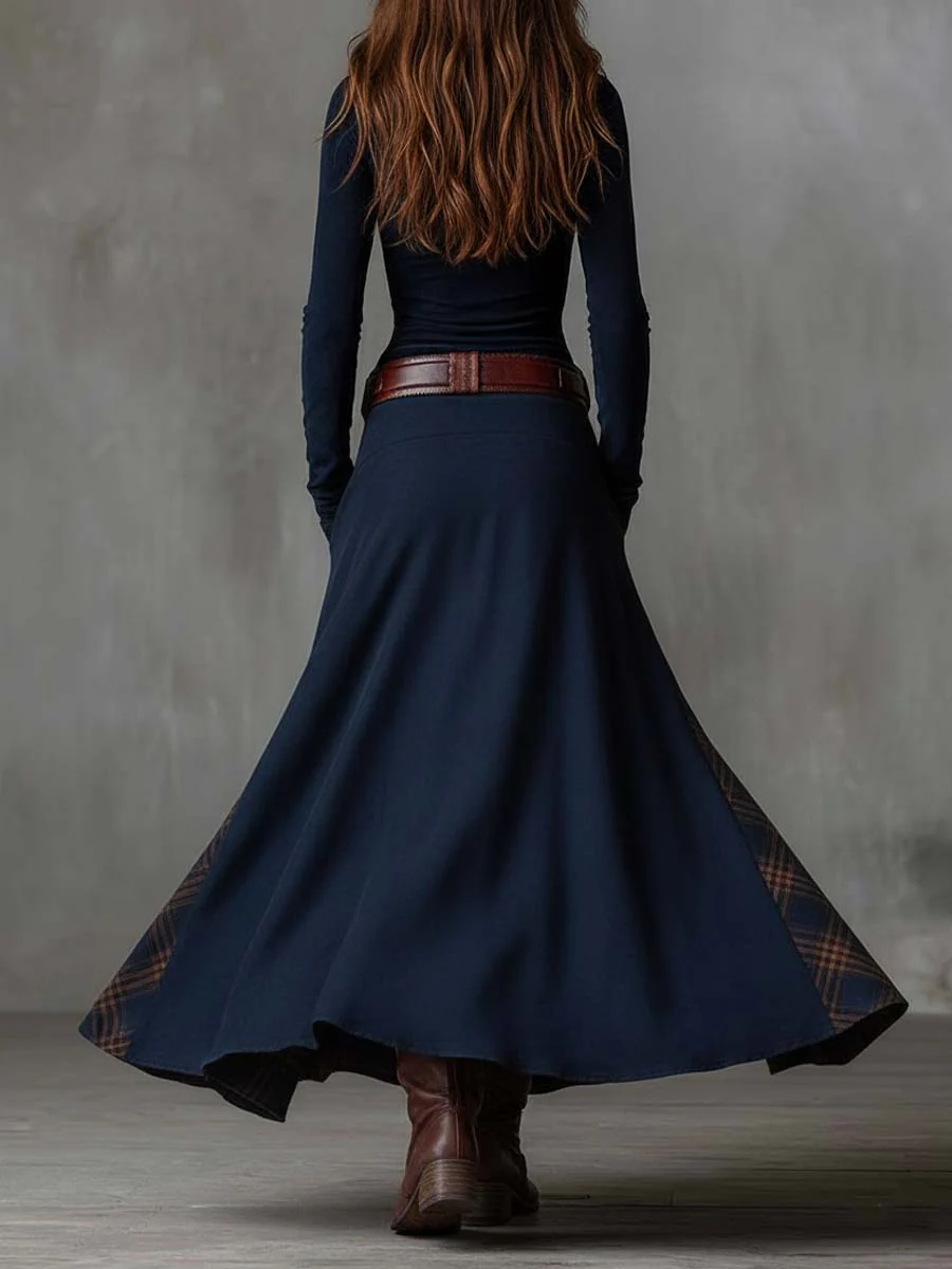 Soviqa® | Suede Maxi Dress with Belt