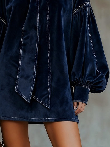 Soviqa® | Velvet Mini Dress with Bow